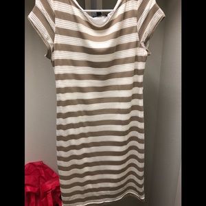 Ivory and beige striped dress